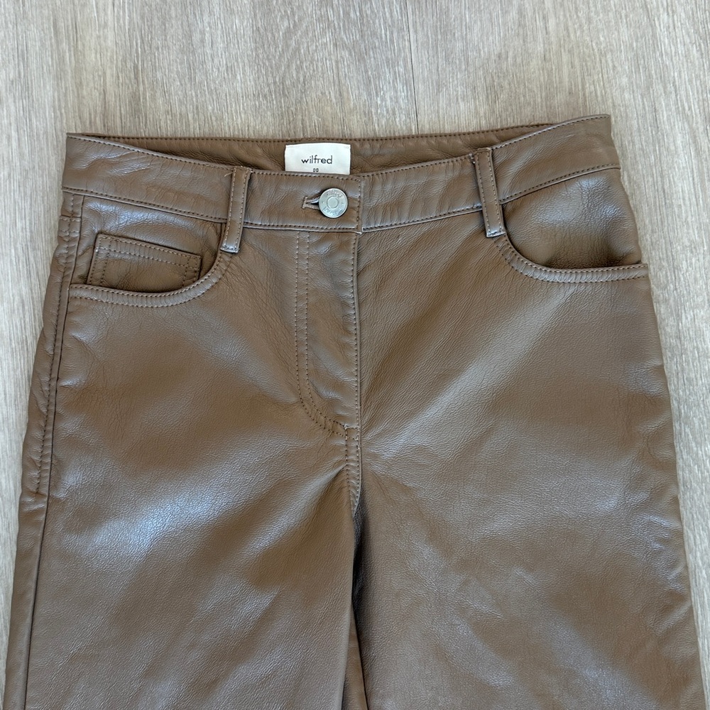 Aritzia Wilfred Brown Leather Pants - Picture 2 of 3